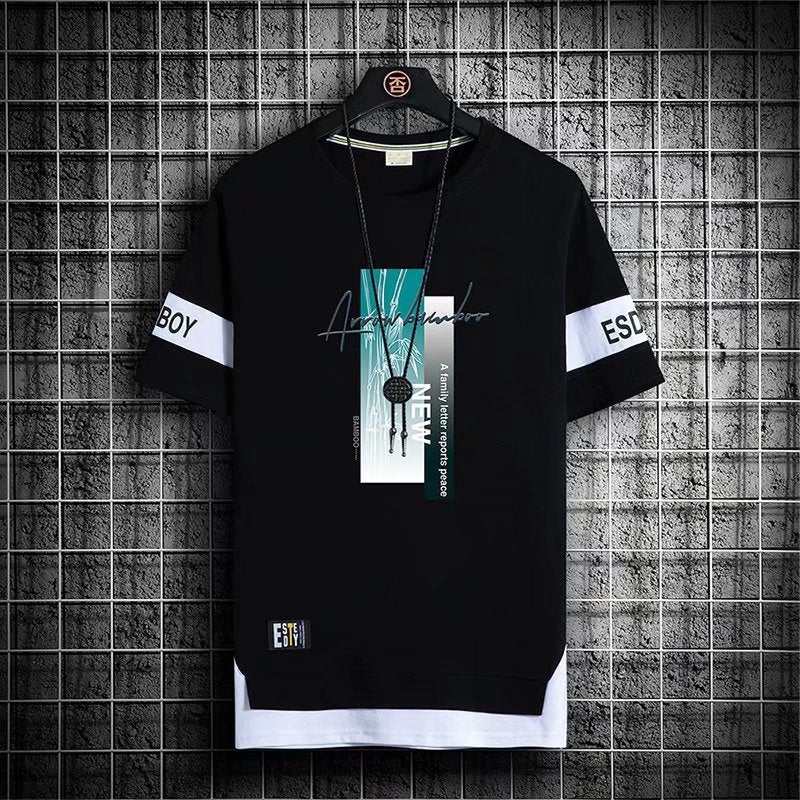 Men'S Short-Sleeve 2023 New Summer Ice Silk Half-Sleeve Men'S T-Shirt Trendy Versatile Student Top - Image 1