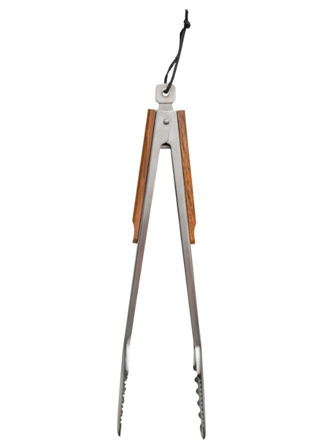 TRAEGER BBQ Tongs Accessory, Silver with Brown - Image 1