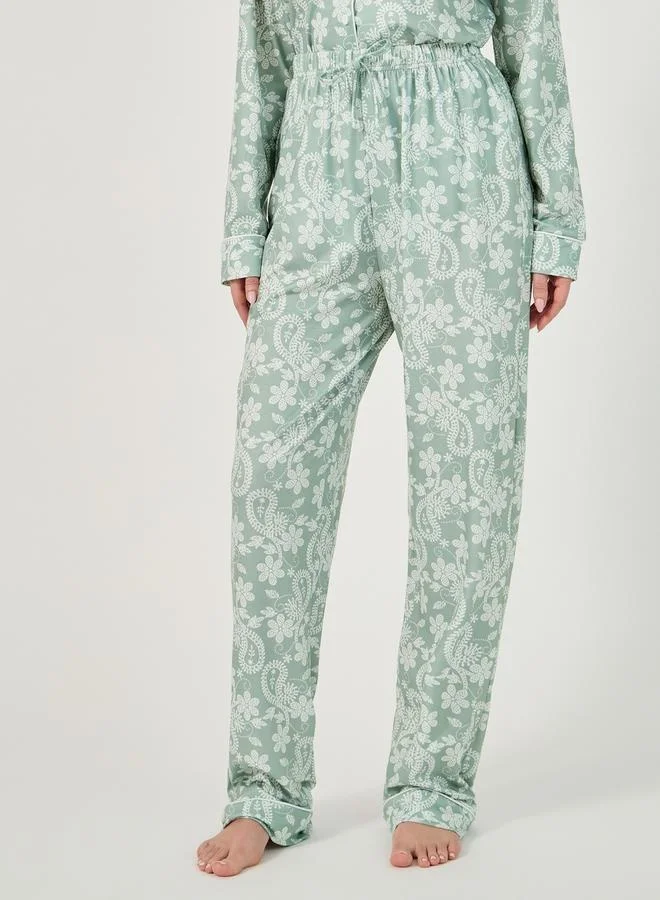 Styli All-Over Floral Print Long Sleeve Shirt and Pyjama Set