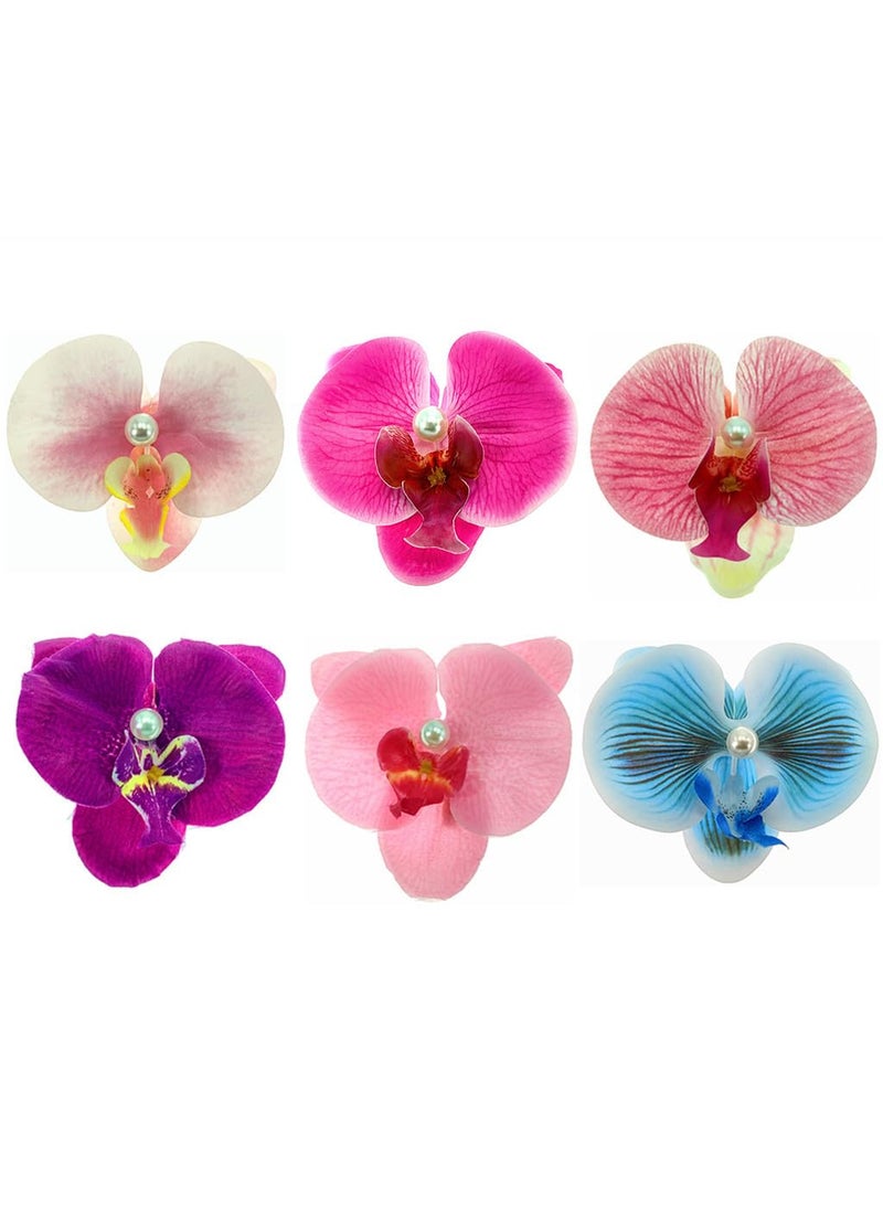 ALIMITOPIA ALIMITOPIA Flower Hair Clip Bohemia Hawaiian Fabric Artificial Moth Orchid Flower Alligator Hair Clip Hairpin Barrette Headdress Bobby Pins Headwear Hair Accessories4 inches6pcs 