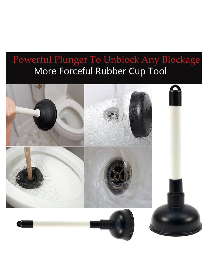 Excefore Powerful Sink Plunger Heavy Duty Sink Unblocker plumbing tools with 22.5cm (9 inch) Handle and 10cm (4 inch) Rubber Suction Cup for,Toilet,Kitchen Sink,Shower and Drain Unblocker, White/Black  - Image 3