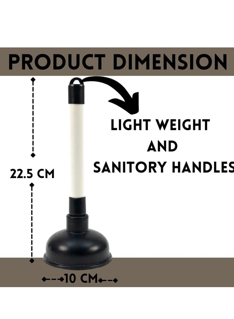 Excefore Powerful Sink Plunger Heavy Duty Sink Unblocker plumbing tools with 22.5cm (9 inch) Handle and 10cm (4 inch) Rubber Suction Cup for,Toilet,Kitchen Sink,Shower and Drain Unblocker, White/Black  - Image 2