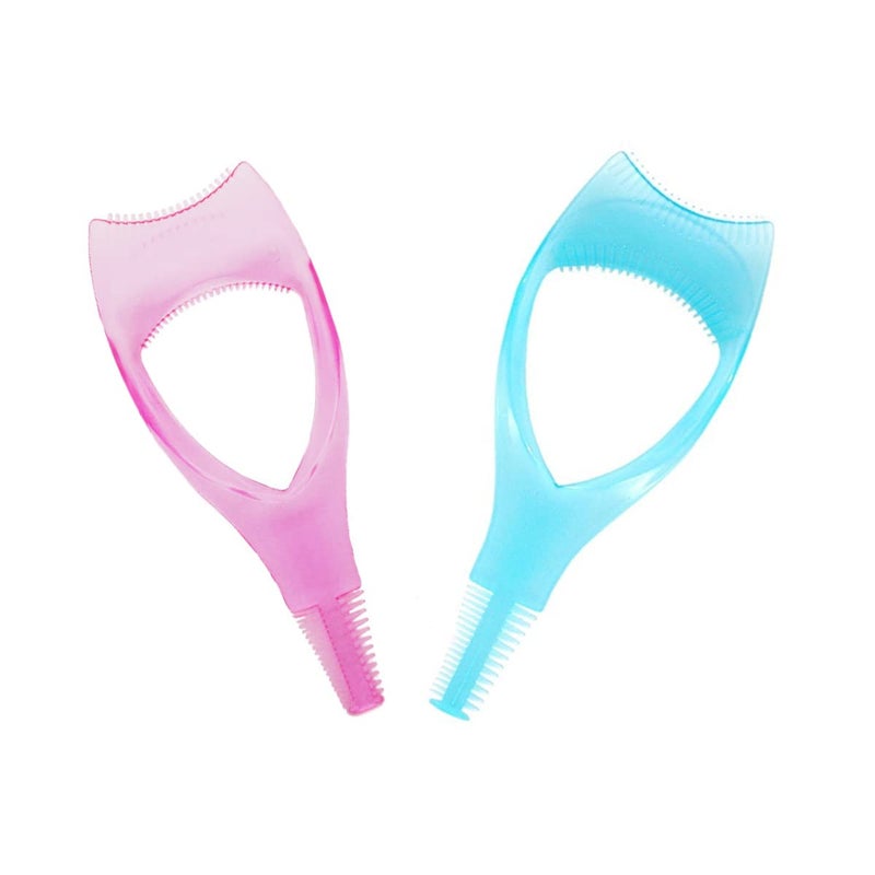 2 PCS Eyelash Makeup Tool Upper and Lower Eye Lash Mascara Applicator Eyelash Comb Tool for Makeup 1 Pink + 1 Blue