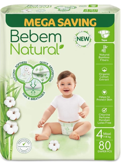 Natural Baby diaper Mega Size 4 Maxi 80 Piece