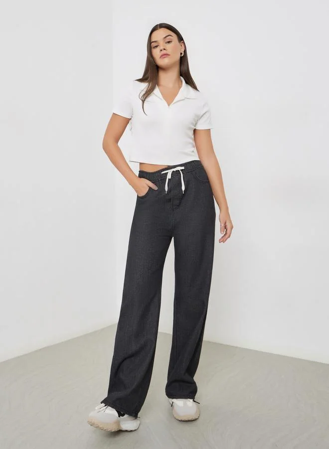 Women Grey Wide Leg Jeans