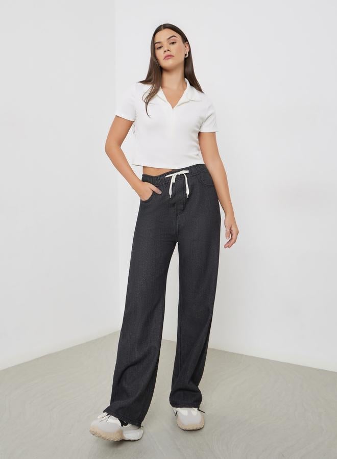 Styli Women Grey Wide Leg Jeans - Image 1