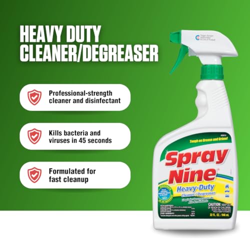 Spray Nine 26810 Heavy Duty Cleaner, Degreaser & Disinfectant for Kitchens, Bathrooms, Yard Equipment, Automotive & Industrial 32 Fl Oz. (Pack of 1) - Image 2