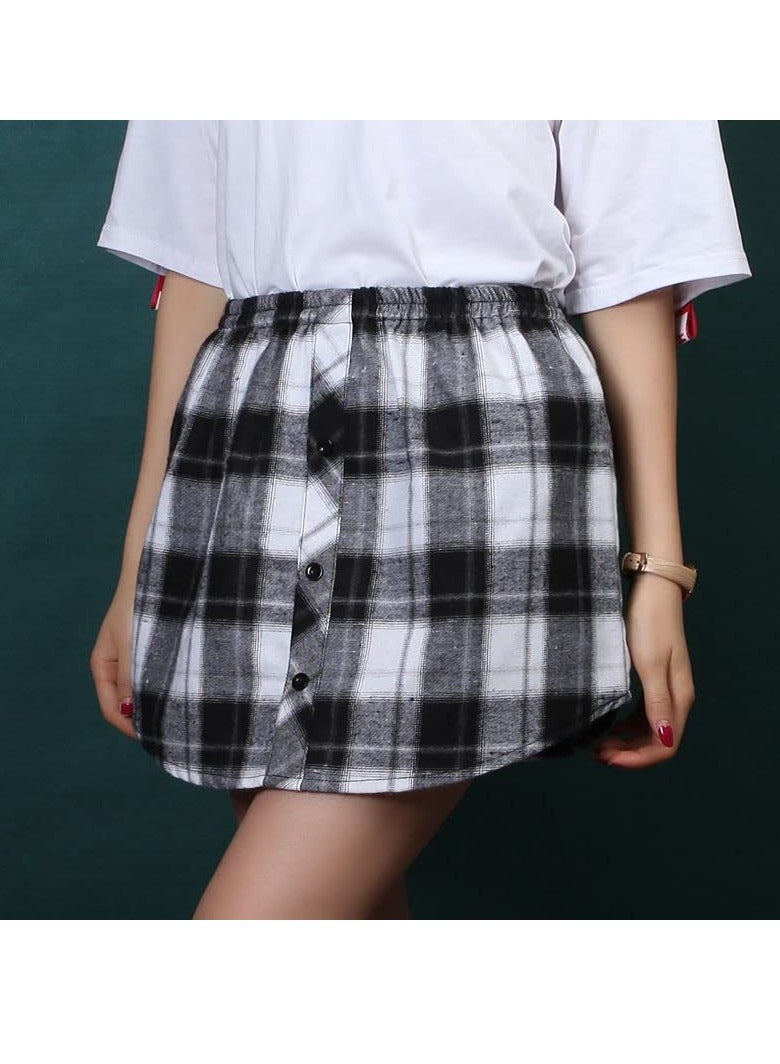 SYOSI Women Half Slips, Size L, Casual Plaid Shirt Extenders, Top Lower Sweep for Leggings, Half Length Extender Skirt for Women - Image 4