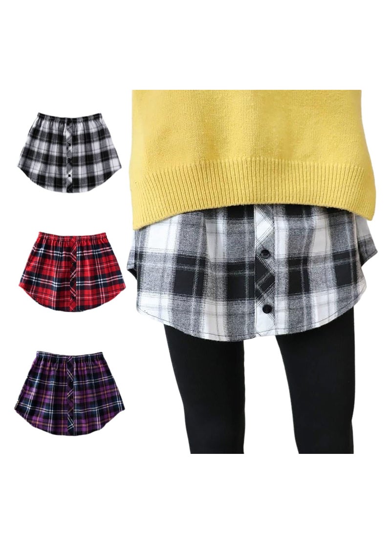 SYOSI Women Half Slips, Size L, Casual Plaid Shirt Extenders, Top Lower Sweep for Leggings, Half Length Extender Skirt for Women - Image 1