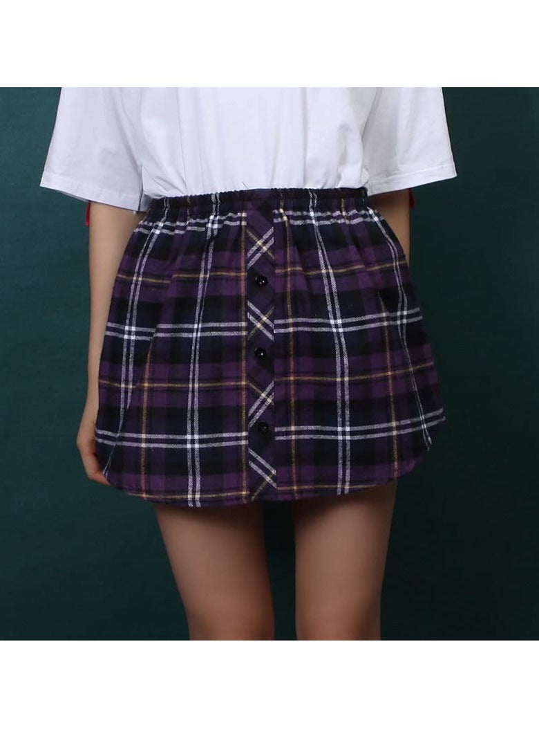 SYOSI Women Half Slips, Size L, Casual Plaid Shirt Extenders, Top Lower Sweep for Leggings, Half Length Extender Skirt for Women - Image 2