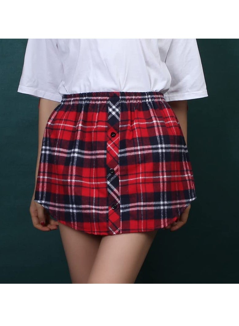 SYOSI Women Half Slips, Size L, Casual Plaid Shirt Extenders, Top Lower Sweep for Leggings, Half Length Extender Skirt for Women - Image 3