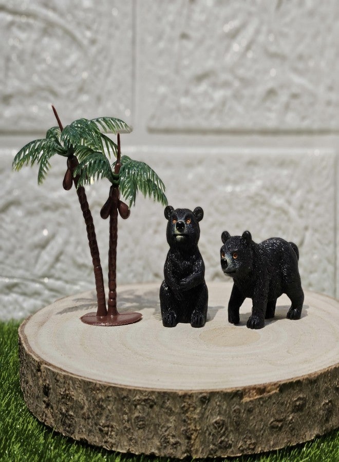 ARUNA DECOR Miniature Bear Family with Tree Figurine for Garden Decor | PVC Mini Animals for Fairy Garden, Terrarium & Dollhouse Decoration | Cute Mini Showpiece for Home & Gifting - Image 1