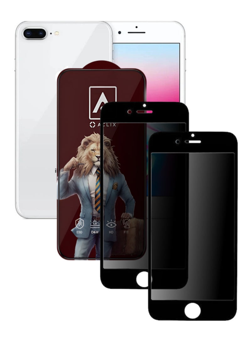 ACLIX 2 Pieces Antistatic ESD Dustproof Premium Quality High Definition Anti-Spy Privacy Tempered Glass Screen Protector Designed For  iPhone 8 Plus - Image 1