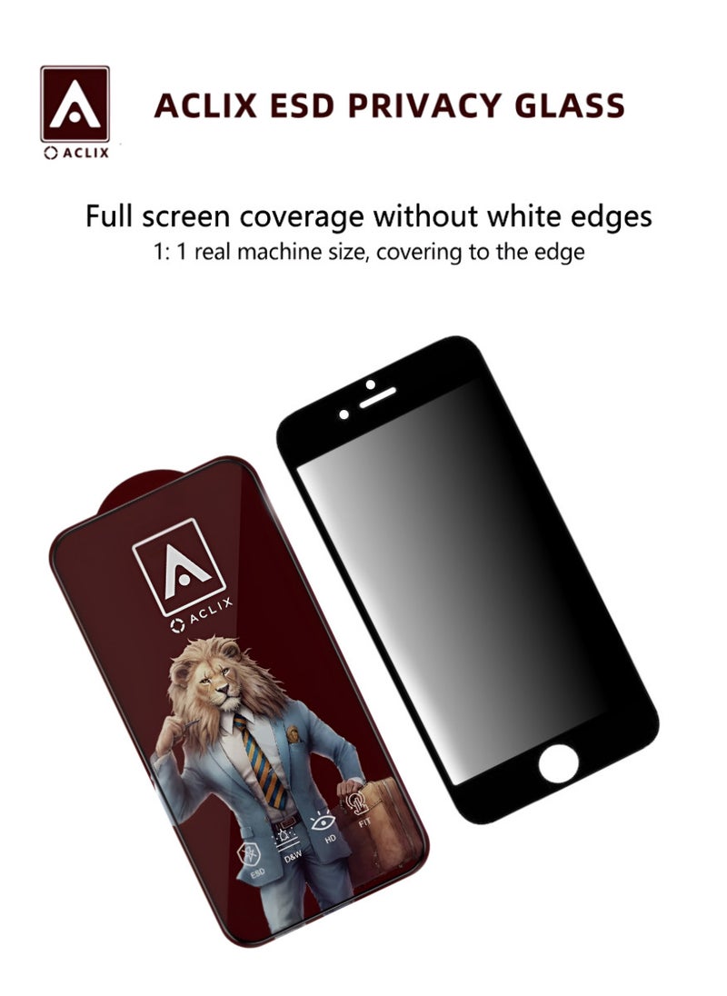 ACLIX 2 Pieces Antistatic ESD Dustproof Premium Quality High Definition Anti-Spy Privacy Tempered Glass Screen Protector Designed For  iPhone 8 Plus - Image 3