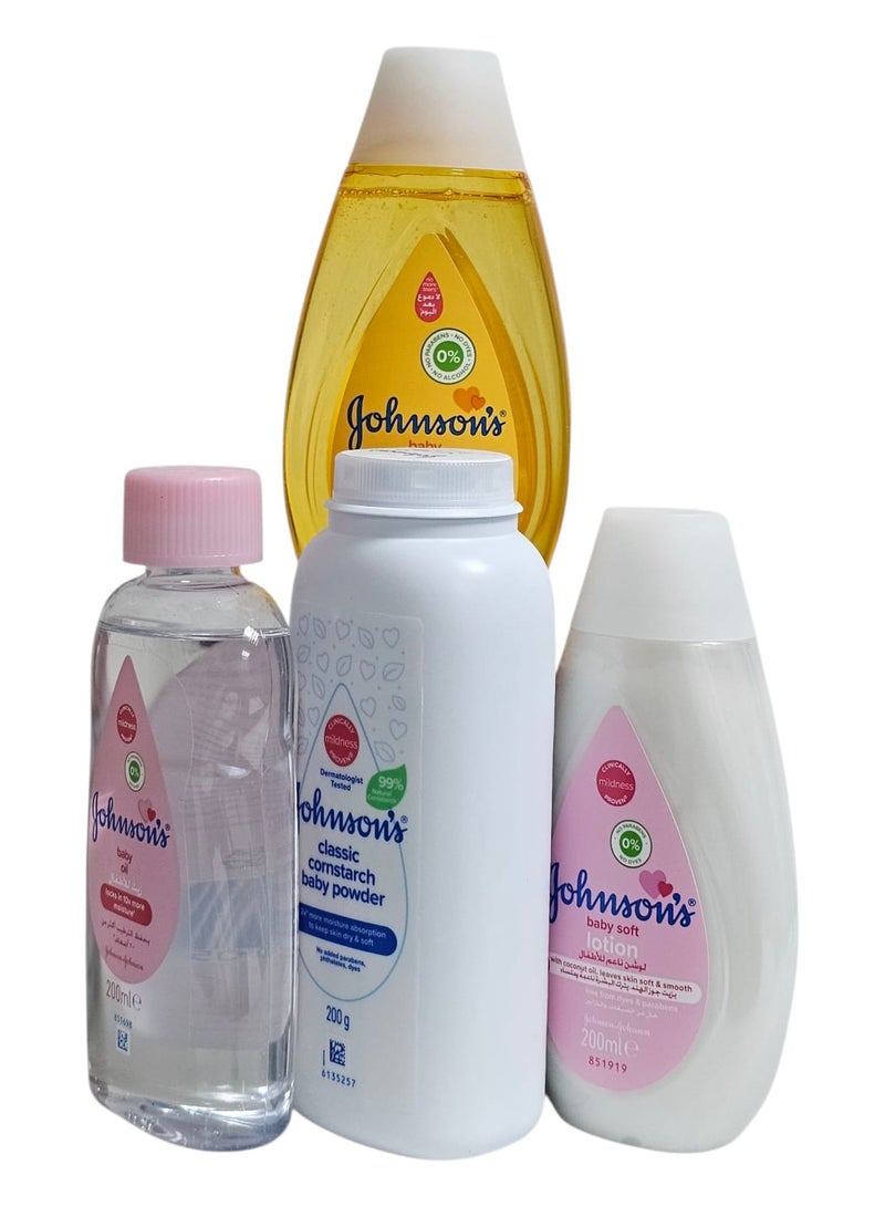 Johnson's Baby Care Set 4×1 Shampoo + Oil + Powder + Lotion