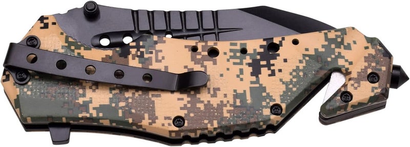 MTECH USA MT-A845DM Spring Assist Folding Knife, Black Blade, Desert Camo Handle, 5-Inch Closed, Metallic-Fiber - Image 2