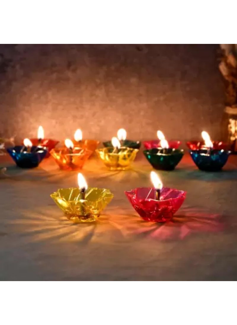 PRINZIP PRINZIP 3D Shadow Reflection Floating Plastic LampDecorative Diwali Diya Candle_pd2416 Plastic Pack of 24 Table Diya Set Height 25 inch  - Image 1