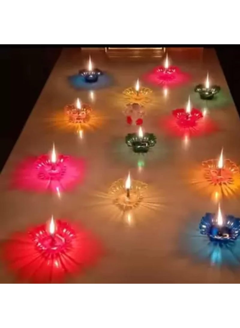 PRINZIP PRINZIP 3D Shadow Reflection Floating Plastic LampDecorative Diwali Diya Candle_pd2416 Plastic Pack of 24 Table Diya Set Height 25 inch  - Image 5