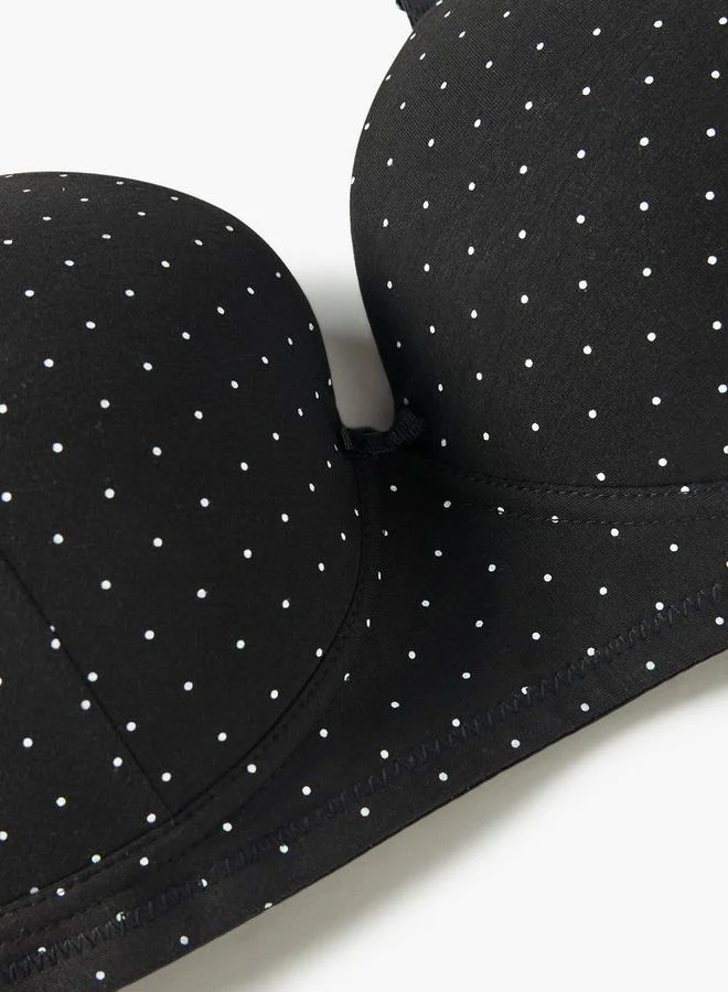 سبلاش فيڤ حمالة صدر داعمة بطبعة منقطة مع تفاصيل فيونكة وأشرطة قابلة للتعديل