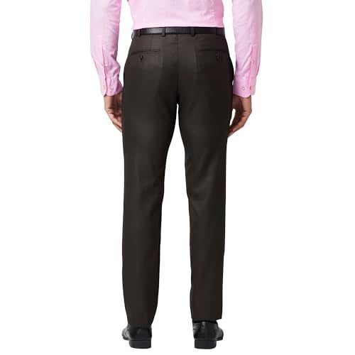 Raymond Men's Slim Fit Flat Front Structure Pattern Dark Brown Formal Trouser - Image 4