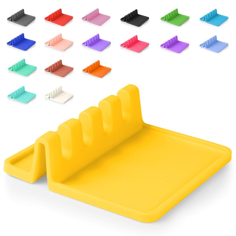 Zulay Kitchen Silicone Utensil Rest with Drip Pad for Multiple Utensils  BPAFree HeatResistant Spoon Rest  Spoon Holder for Stove Top  Kitchen Utensil Holder for Ladles  Tongs  Yellow