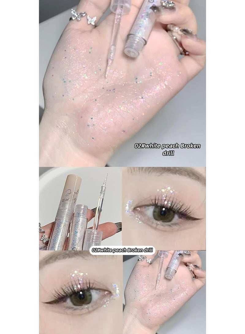 دب جيجي ظلال عيون سائلة لامعة "Gem Tears" من Gege Bear | متعددة الاستخدامات كظلال عيون ومحدد للعين (آيلاينر) لإطلالات مذهلة | تركيبة قابلة للزيادة والدمج ومقاومة للتكتل | فائقة اللمعان وخفيفة الوزن وتدوم طويلاً | 8 درجات لونية ساحرة لإطلالات براقة تخطف الأنظار، ولمعان مثالي للسهرات، ومكياج ساحر للمهرجانات (الدرجة 02# White Peach Broken Drill، وزن 2 جم) - Image 2