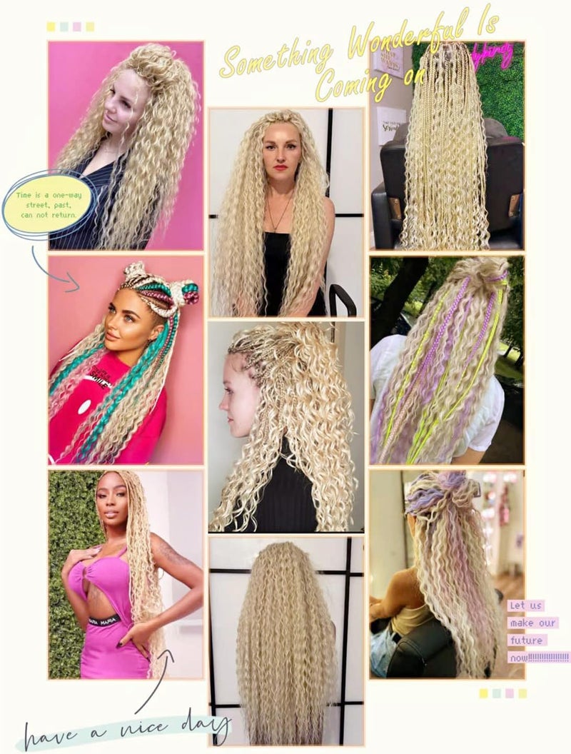 MAYSA Ocean Wave Crochet Hair Extensions Blonde Crochet Hair 30in 6Packs Synthetic Curly Braiding Crochet Hair Extensions for Women # 613 - Image 4