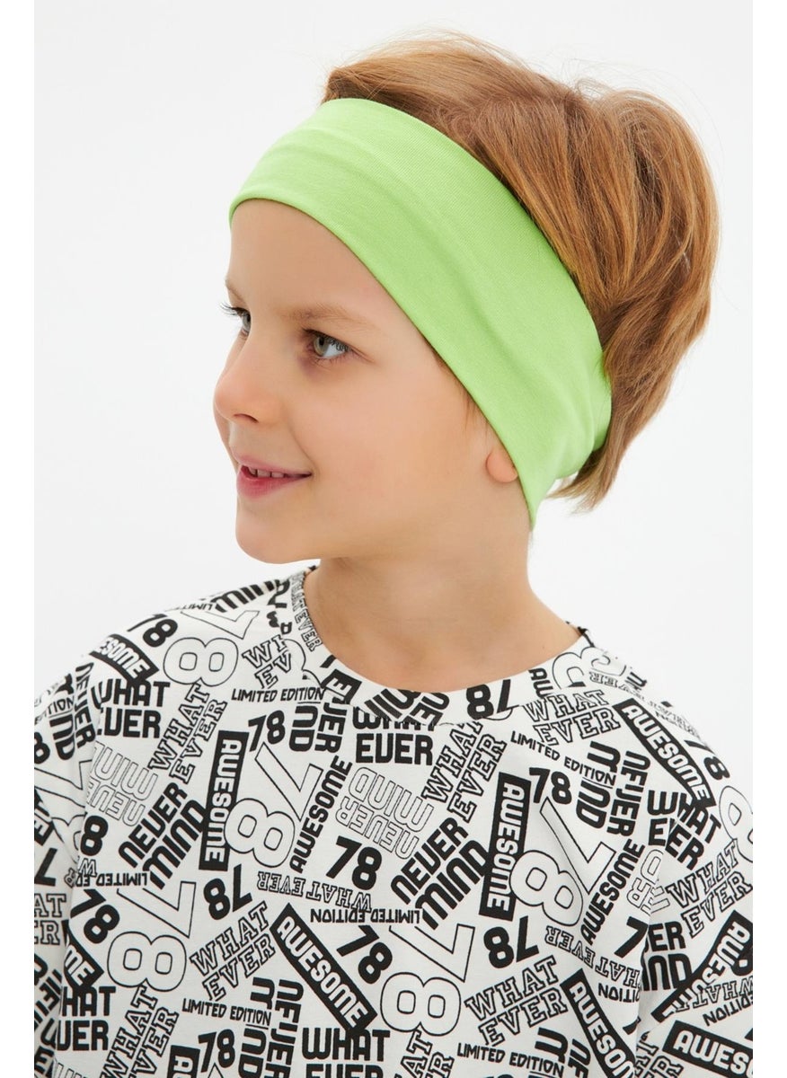 Babygiz Green White Boy's Cotton Combed Oversize White T-Shirt Green Bandana 2-Piece Set  - Image 2