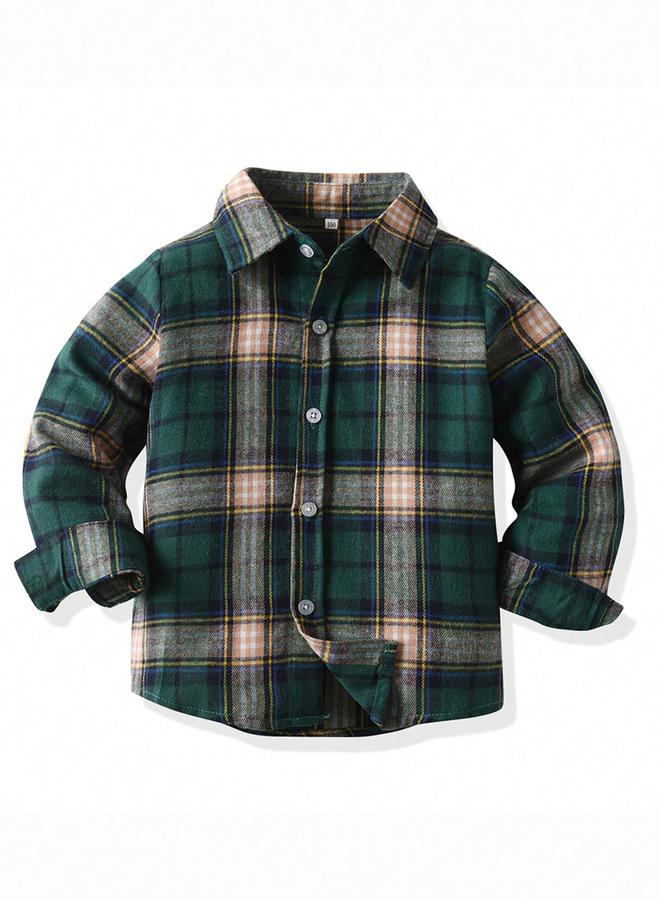 Take Two Boys Green Plaid Button Front Shirt - Image 1