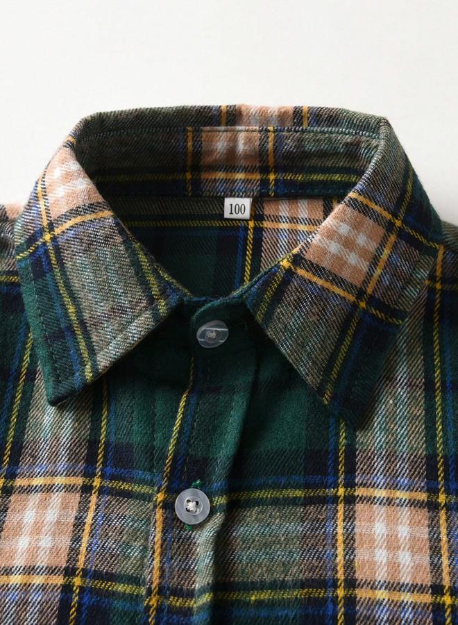 Take Two Boys Green Plaid Button Front Shirt - Image 3