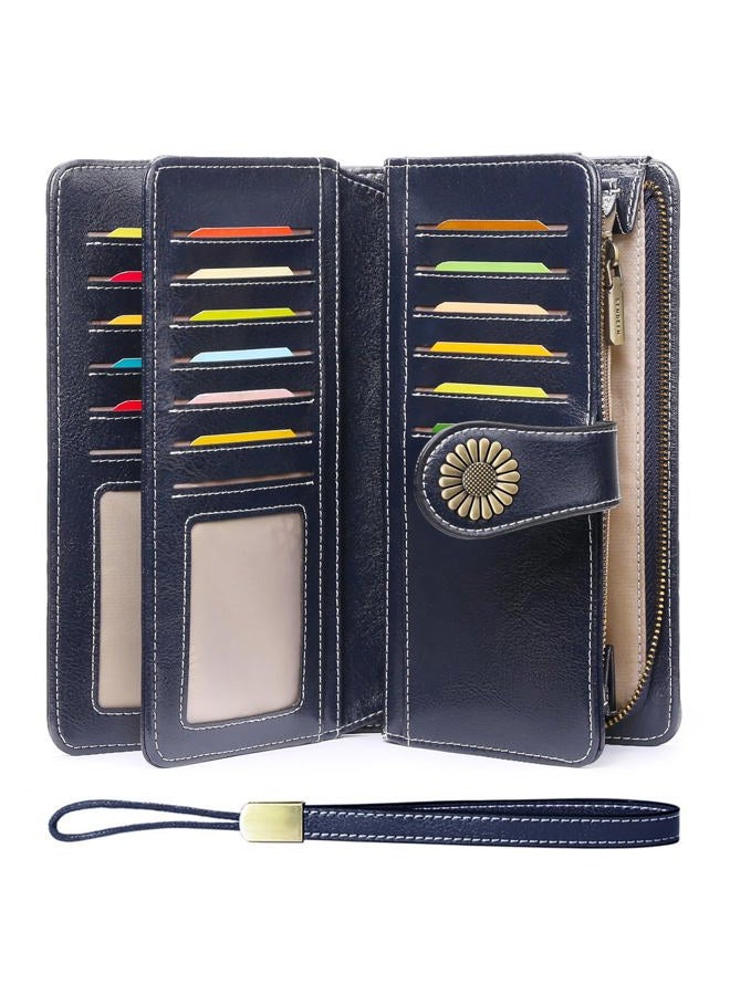 SENDEFN Women Card Wallet,Leather Passport Checkbook Travel Wallets for Women Large Capacity Long Purse for Women - Image 1