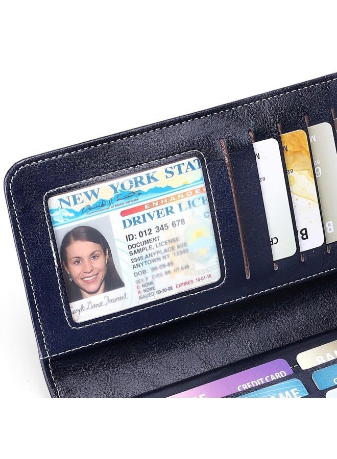 SENDEFN Women Card Wallet,Leather Passport Checkbook Travel Wallets for Women Large Capacity Long Purse for Women - Image 4