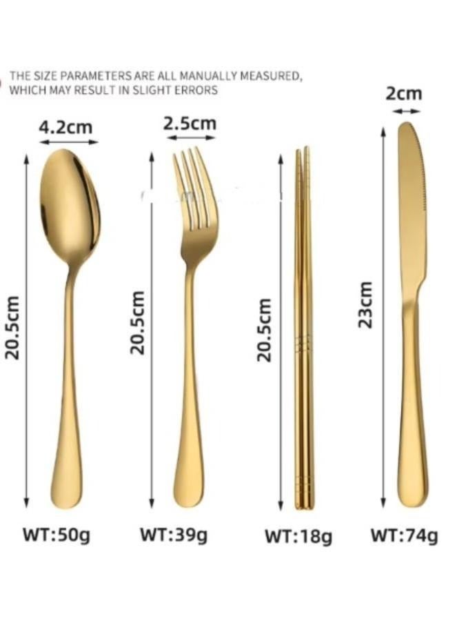 Reusable Portable Travel Cookware Cutlery Camping Hiking Stainless Steel Fork Knife Spoon Picnic Cutlery Set - Image 2