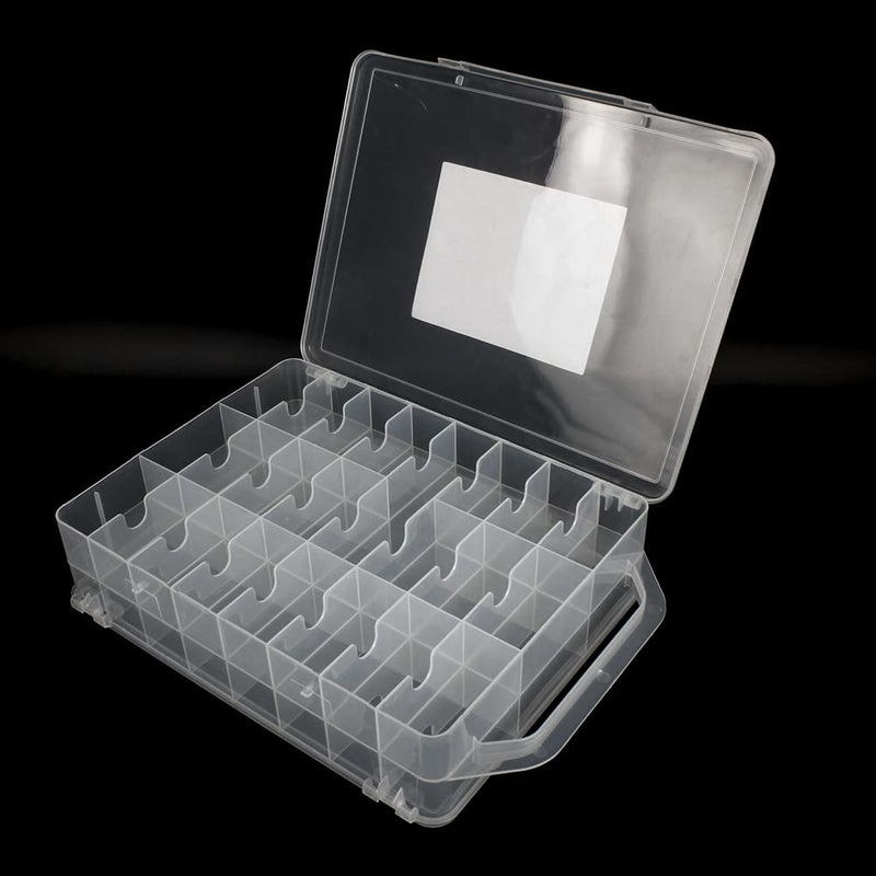 Chemlliy 46 Grids Sewing Organizer, Double Sided Thread Box Storage, Portable Clear Plastic Organizer Box for Embroidery and Sewing Threads, Embroidery Floss, Crafts, Small Toys (Clear) - Image 2