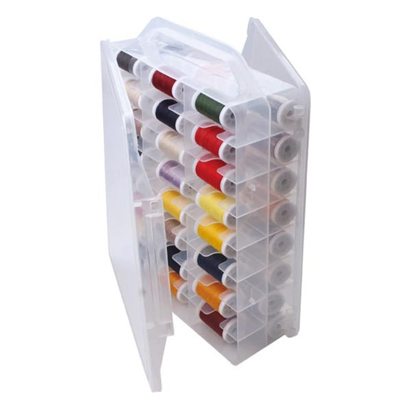 Chemlliy 46 Grids Sewing Organizer, Double Sided Thread Box Storage, Portable Clear Plastic Organizer Box for Embroidery and Sewing Threads, Embroidery Floss, Crafts, Small Toys (Clear) - Image 1