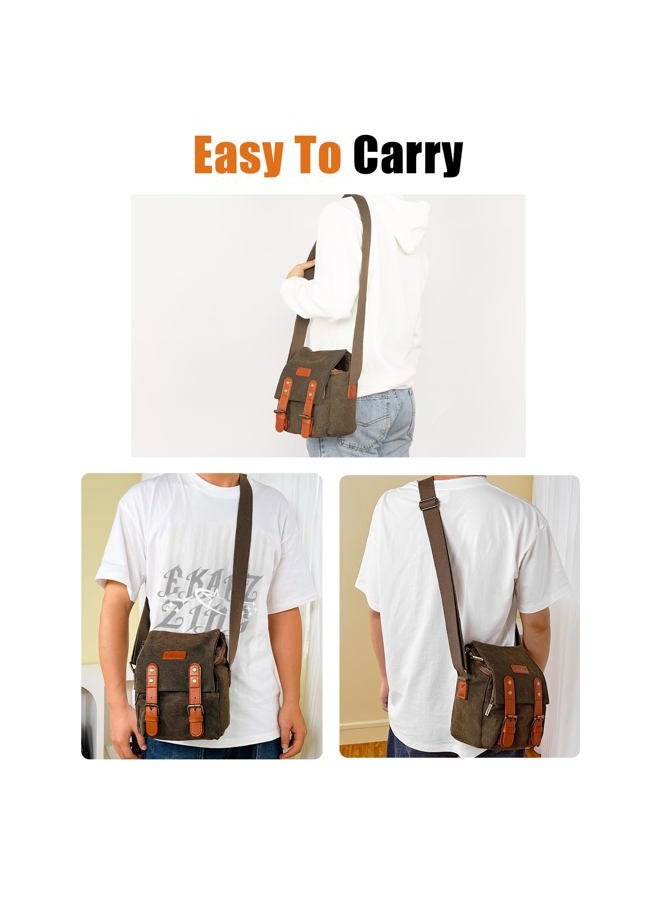 Caden Compact Camera Bag Case Canvas Leather Trim Compatible for Nikon, Canon, Sony SLR/DSLR Mirrorless Camera and Lenses Waterproof, Camera Shoulder Messenger Bag - Image 5