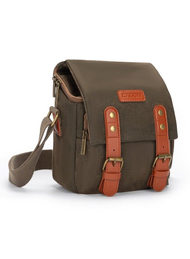 Caden Compact Camera Bag Case Canvas Leather Trim Compatible for Nikon, Canon, Sony SLR/DSLR Mirrorless Camera and Lenses Waterproof, Camera Shoulder Messenger Bag - Image 1