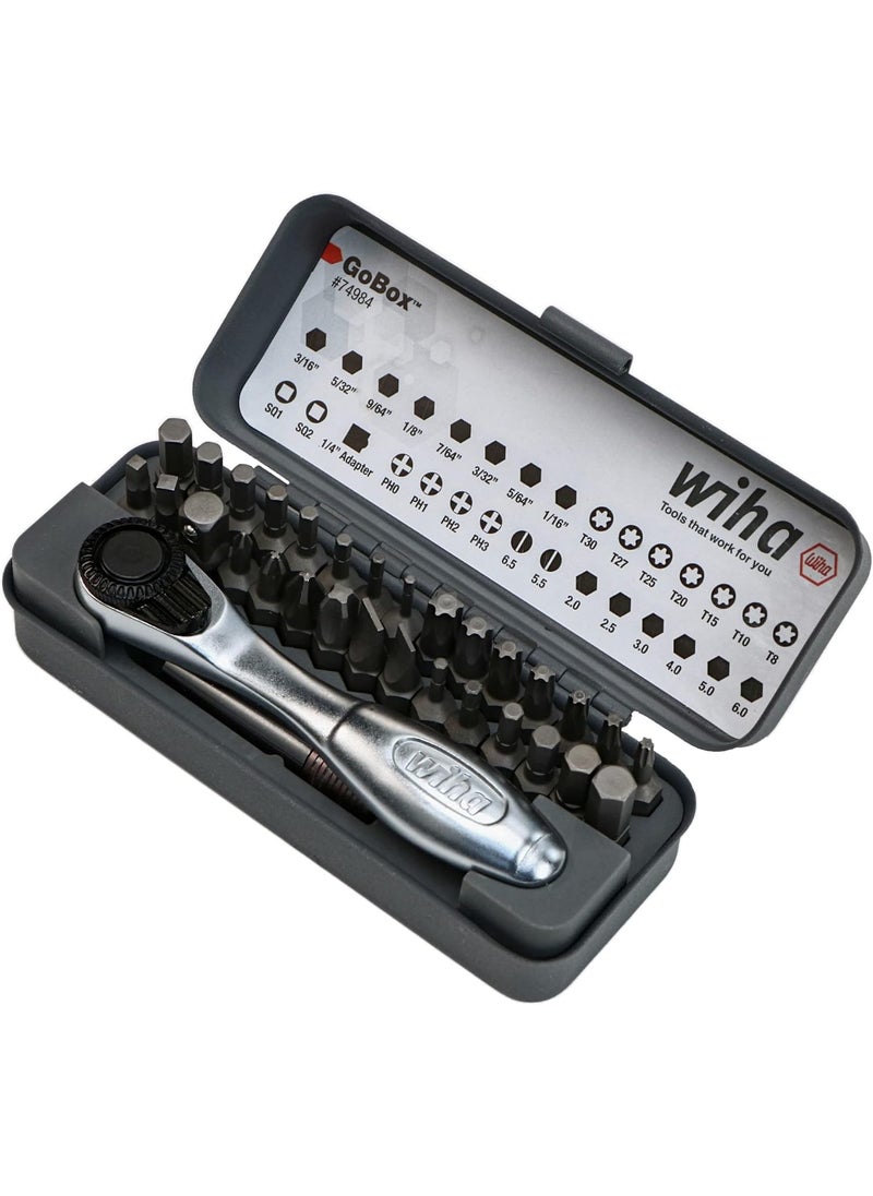 Wiha Wiha 74984 32 Piece GoBox Standard Bit Set with Mini Ratchet  - Image 2