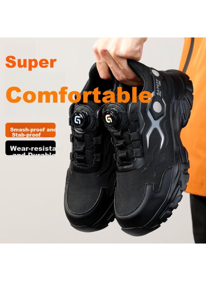 Jingtu Jingtu Men's Safety Shoes Steel Toe Cap Puncture-proof Lightweight Breathable Odor-resistant Work Site Safety Shoes F115bk 42 - Image 1