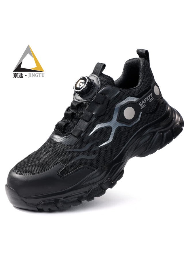 Jingtu Jingtu Men's Safety Shoes Steel Toe Cap Puncture-proof Lightweight Breathable Odor-resistant Work Site Safety Shoes F115bk 42 - Image 2