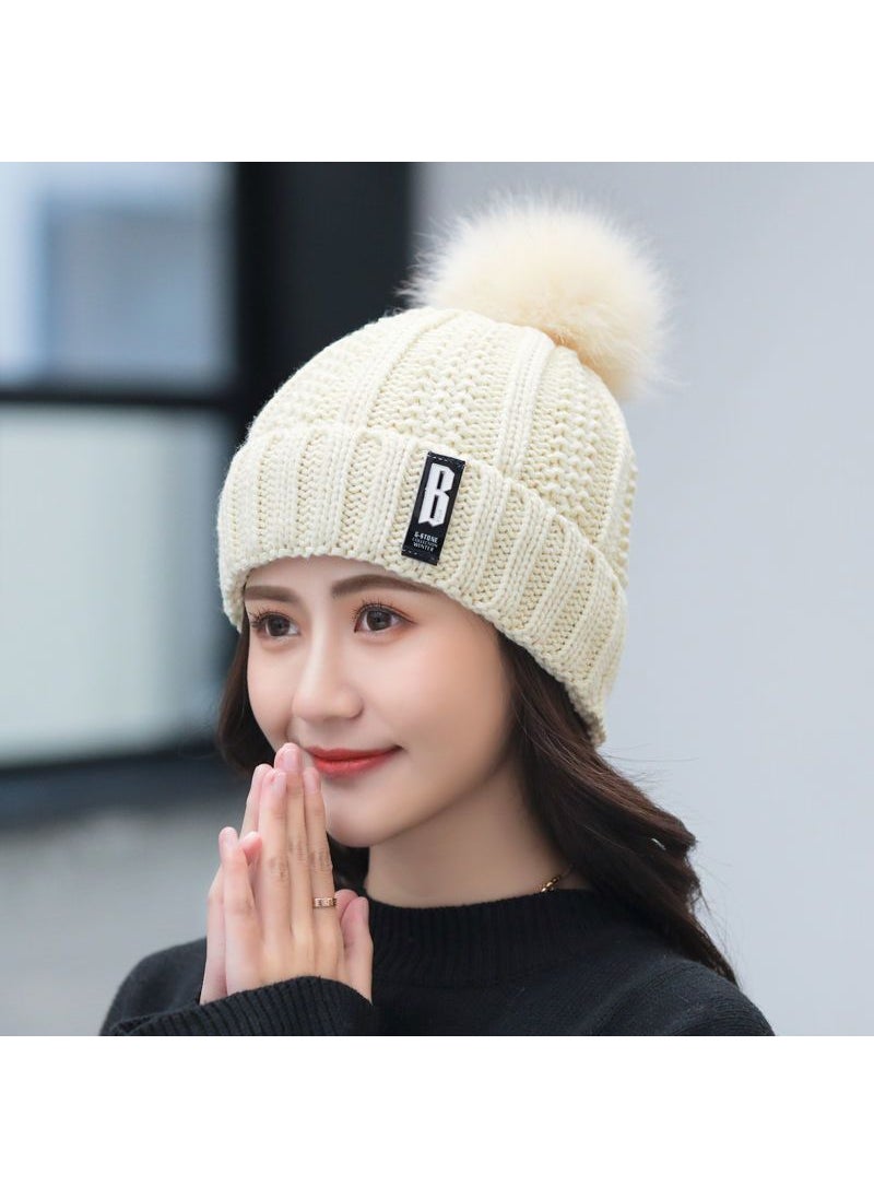 Generic - Winter Warm Knit Beanie Velvet Lined Casual Cap Beige [single hat]] - Image 1