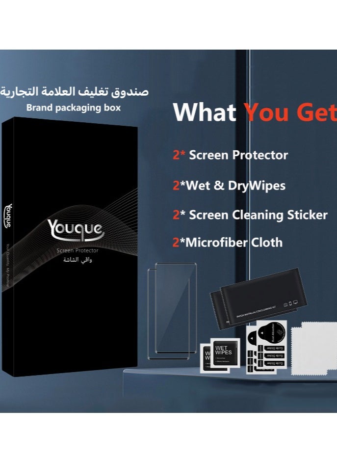 Youque - 2 Pieces Honor X9c 5G Tempered Glass Screen Protector, 3D Full Coverage, 9H Tempered Glass Film, HD Transparent, Anti-scratch and Bubble-free, Easy to Install - Image 1