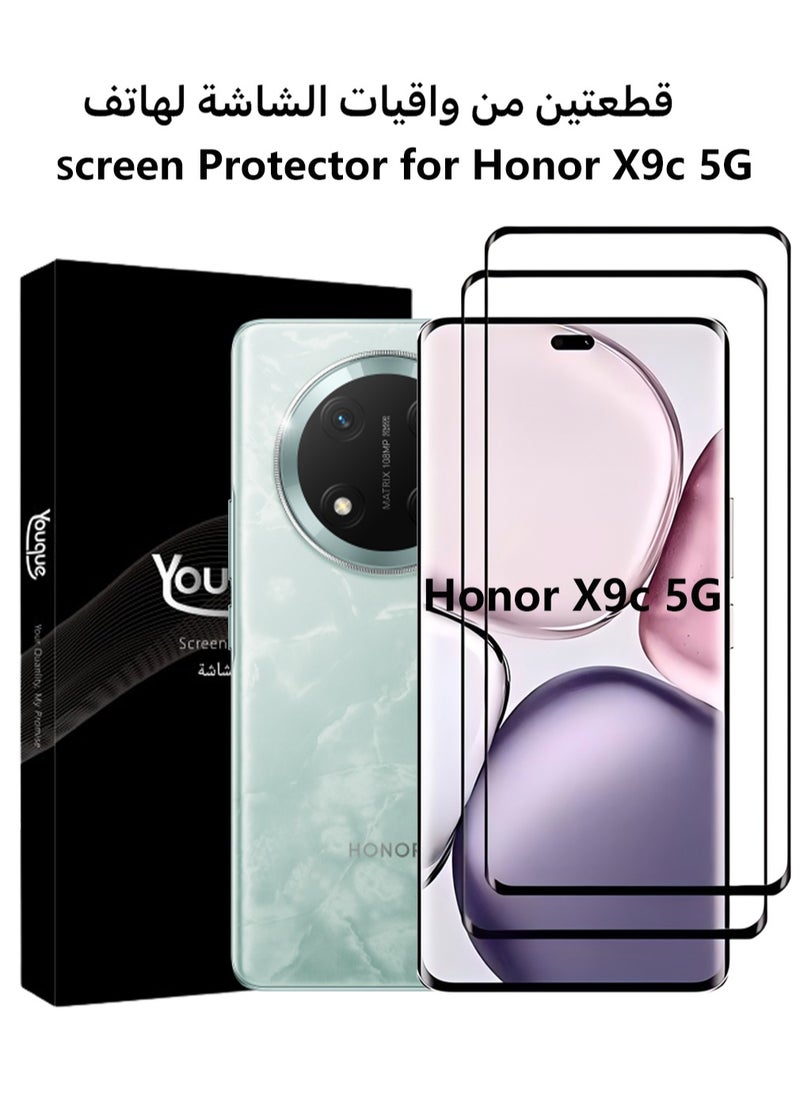 Youque - 2 Pieces Honor X9c 5G Tempered Glass Screen Protector, 3D Full Coverage, 9H Tempered Glass Film, HD Transparent, Anti-scratch and Bubble-free, Easy to Install - Image 1