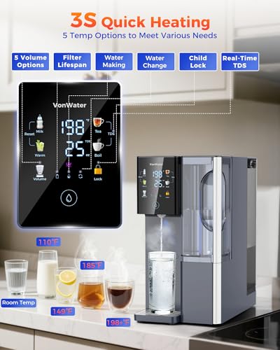 VonWater CT910H Reverse Osmosis Water Filter Countertop, 3S Instant Hot RO Water Filtration System, 7-Stage Water Purifier with Portable Pitcher, NSF/ANSI 372,42,58, Reduce TDS PFAS, No Installation - Image 5