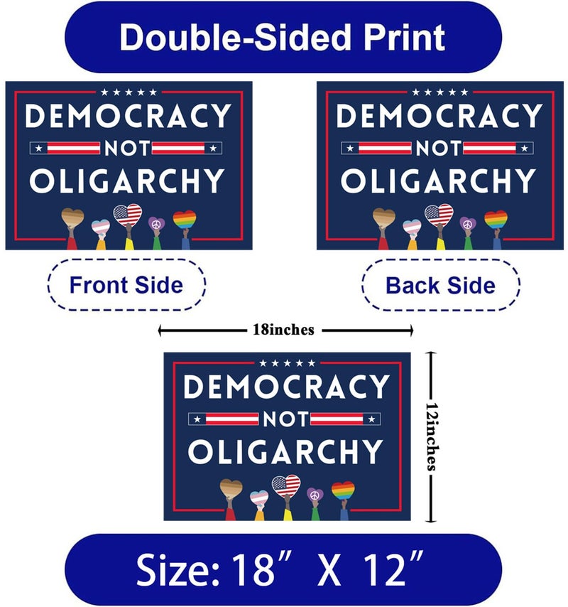 Lnyelxa No Kings Protest Yard Signs Democracy Not Oligarchy Yard Sign Double Sided Corrugated Plastic Outdoor Lawn Garden Sign with Metal H Stake 18"x12"(Blue) - Image 5