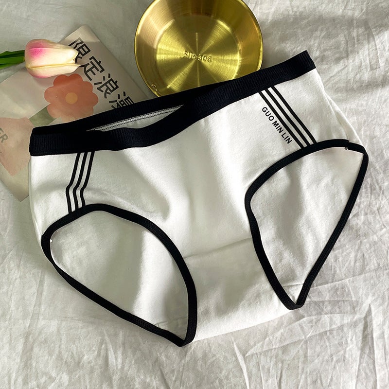 Underwear womens cotton cotton crotch waist seamless plus size underpants Japanese style sports girls raw triangle shorts wholesale Black  - Image 2