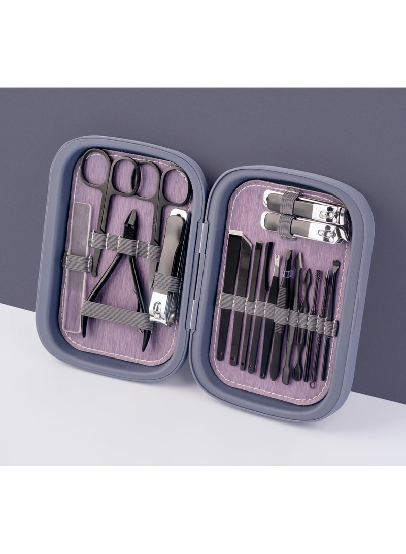 SYOSI مجموعة قص الأظافر SYOSI، 18 قطعة من مجموعة مانيكير وباديكير مجموعة مانيكير للنساء والرجال مجموعة العناية بالأظافر من الفولاذ المقاوم للصدأ مقص أظافر ومبرد أظافر - Image 2