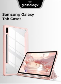 glassology Hybrid Slim Case for Samsung Galaxy Tab A8 10.5 Inch 2022 Model  (SM-X200/X205/X207) Clear Transparent Back Shell Auto Wake/Sleep Screen Protector Included (Pink)  - Image 1