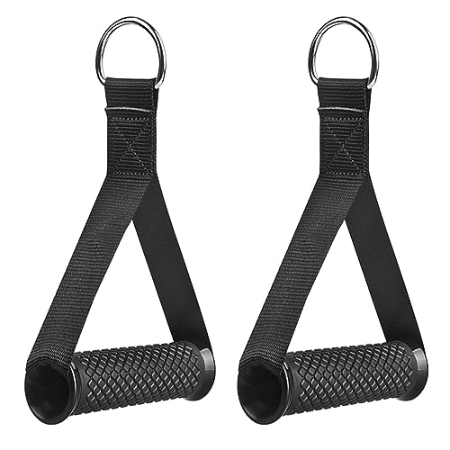 Shopoflux® Heavy Duty Handles with Solid ABS Cores and Welded D-Rings for Gym Machine, Resistance Band, Cable Machines (1 Pair) (Black) - Image 1