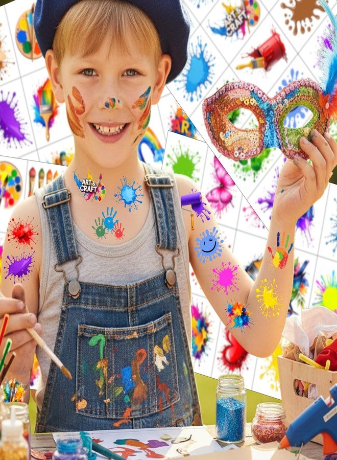 Backtopeia Painting Temporary Tattoos | Painting Birthday Party Decorations Colorful Splash Stickers Paint Art Painting Themed Party Favors Supplies Accessories Artist Gift Idea For Kids Boy Girl Teen Adult - Image 3